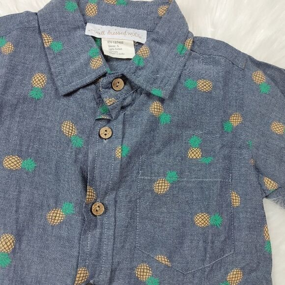 Well Dressed Wolf Boys Size 5 Denim Pineapple Prin - Picture 7 of 7